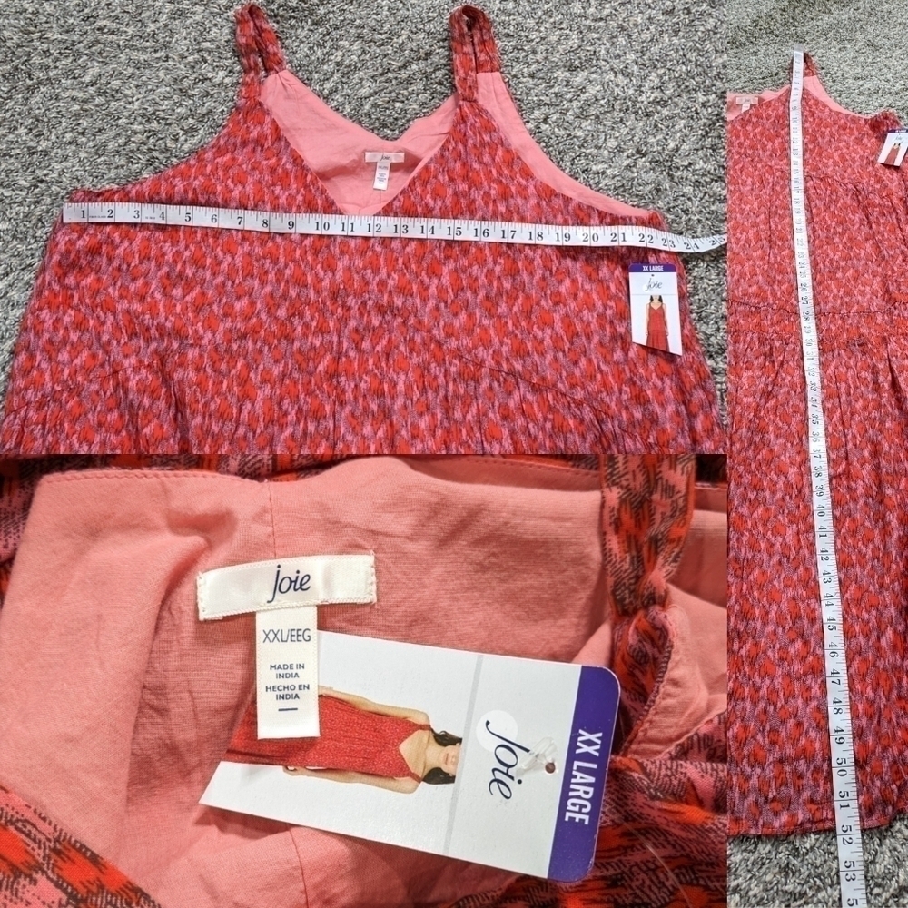 NWT Joie red pink sleeveless v neck maxi summer dress XXL - Picture 8 of 8